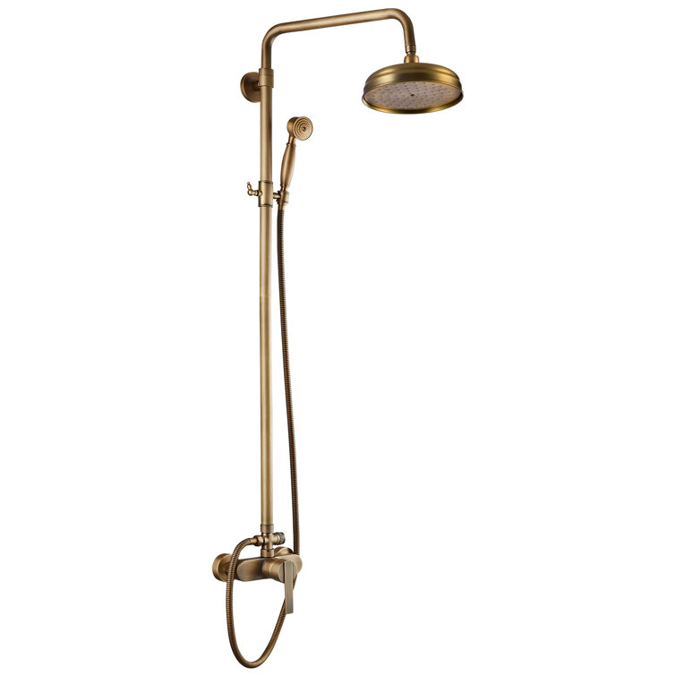 Gotonovo Antique Brass Shower Fixture Exposed Pipe Shower System Brass
